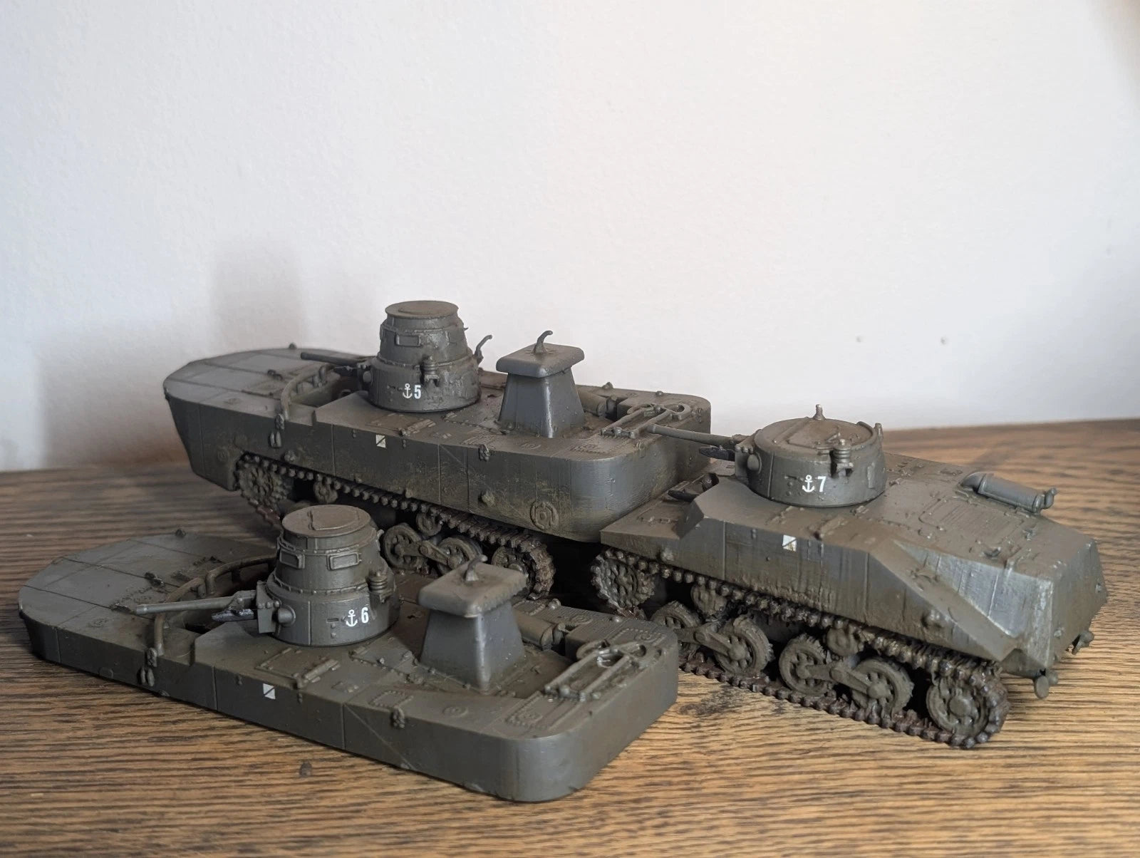 Bolt Action Japanese Type 2 Ka-Mi Amphibious Tanks Set 28mm 1/56 Painted