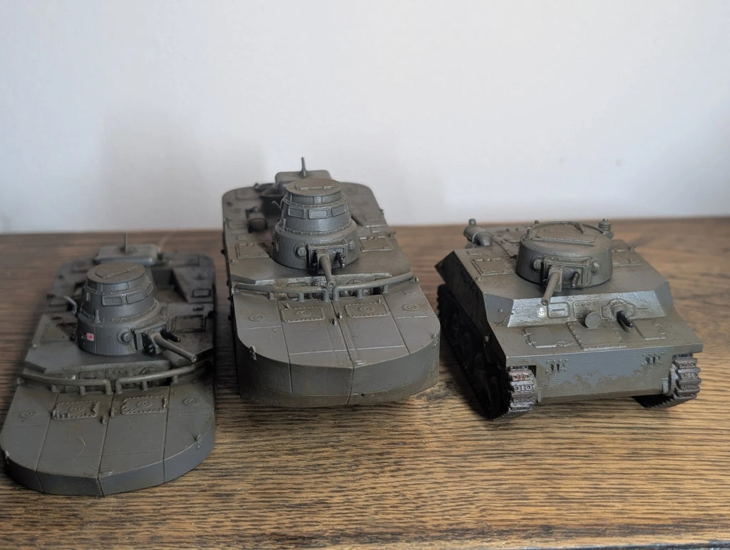 Bolt Action Japanese Type 2 Ka-Mi Amphibious Tanks Set 28mm 1/56 Painted